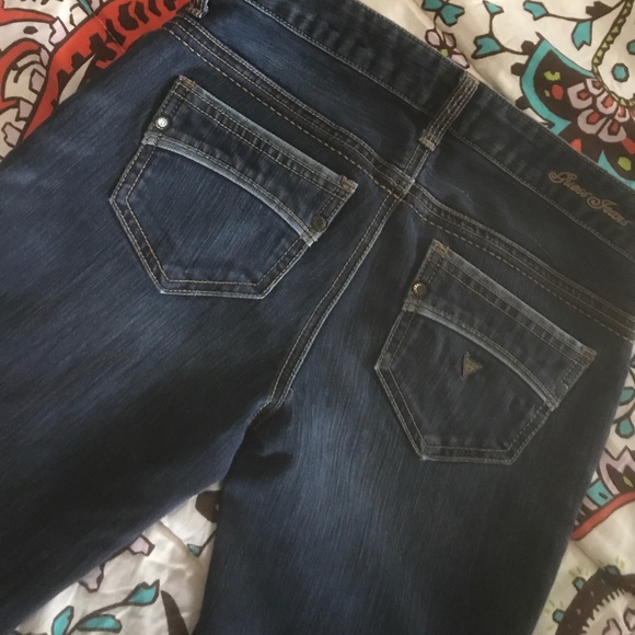 GUESS | dark wash y2k denim on demin trim capris W24 - Picture 1 of 5